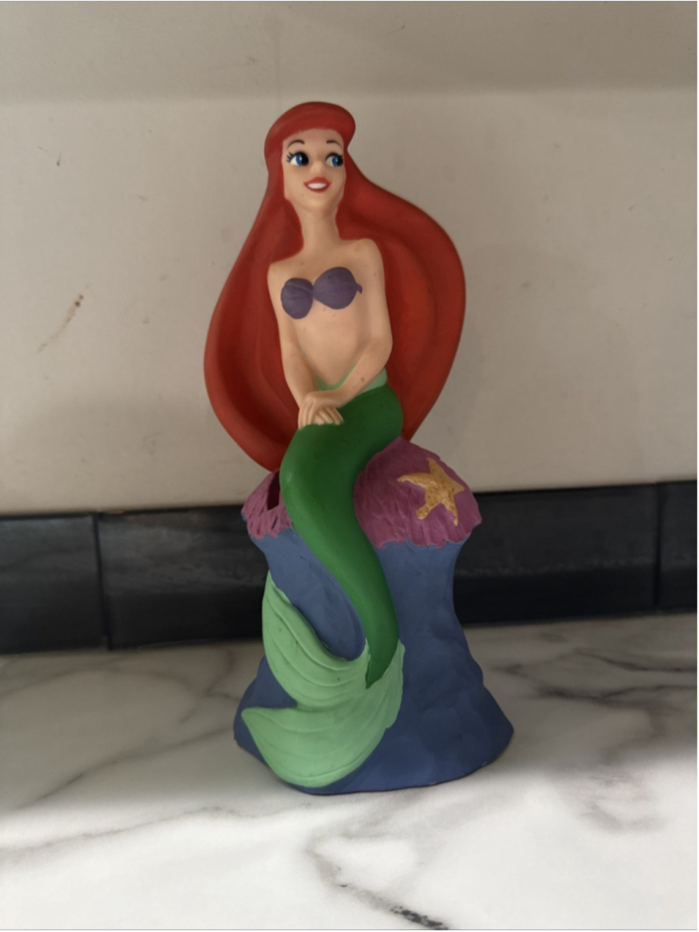 Disney Little Mermaid Ariel Coin Bank 10" - w/ Cap